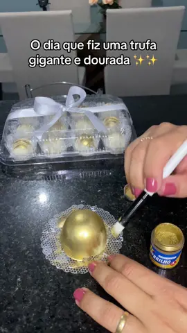 Trufa de chocolate branco e recheada com brigadeiro de ninho, e toda dourada #trufa #facavocemesmo #ganhedinheiro #facaevenda 