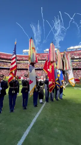 Our #nationalanthem is performed by U.S. #Navy Band vocalist MU1 Sally Ziesing ahead of the @Washington Commanders @NFL #SaluteToService game. #MilitaryFlyover