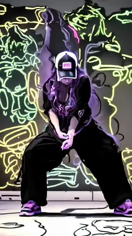 Neon themed AI enhanced hip hop dance video  #fyp #dance #hiphop #viral #aianimation 