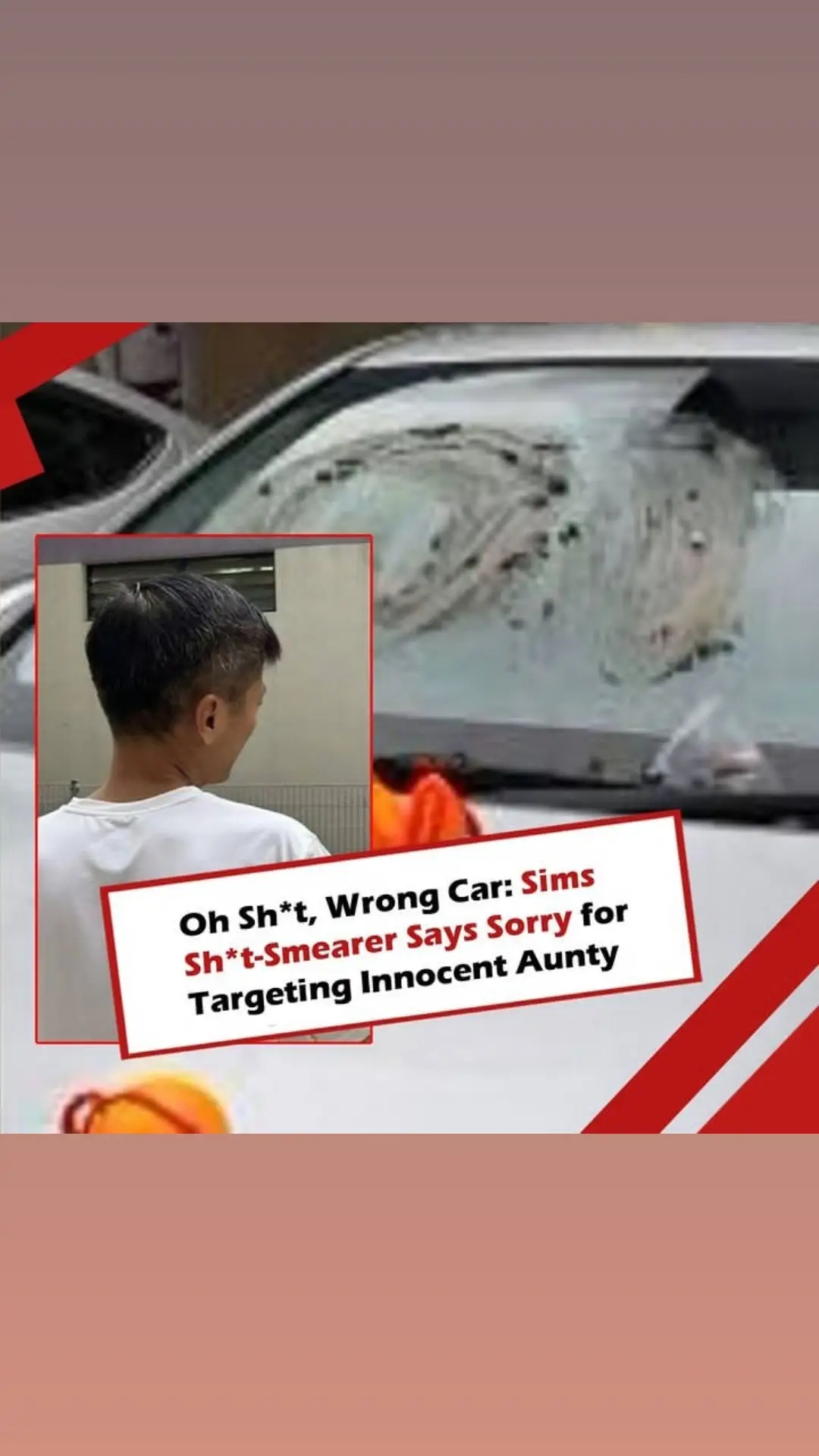 The 52-year-old uncle who smeared his own sh*t on a chicken seller's car parked at Sims Vista Market and Food Centre has apologised. The man, Mr Zhou, said he thought that was his neighbour's car. In another twist to the tale, Zhou's neighbour says their relationship over the past few decades has been good. Zhou, who was arrested for public nuisance, had mistakenly smeared sh*t and threw prayer offerings on an innocent chicken seller's car. He had intended to target his neighbour's car because, as he claims, his neighbour 