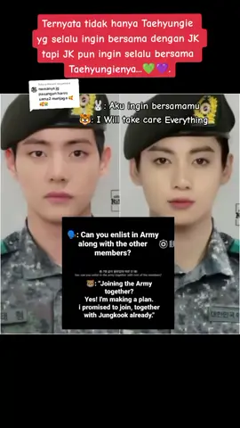 Membalas @minawan84 Namanya pasangan saling melengkapi, tidak hanya Taehyungie yg selalu ingin bersama JK tapi JK pun selalu ingin bersama2 Taehyungie nya ,,, Taekook Forever 💚💜, Hubungan JK DAN V bukan untuk kamera / publik... lebih ke Private ...so Believe TAEKOOK FOREVER 🐯🐰#taehyung #jungkook #taekook 