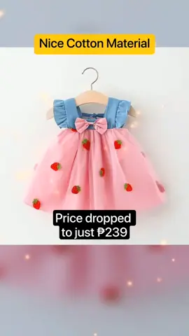 Girls Korean Princess Dress Baby Summer Full Print Strawberry Mesh Bow Denim Dress  1-5 Years Price dropped to just ₱239.00! #trendingmarketing #trendingtiktok 