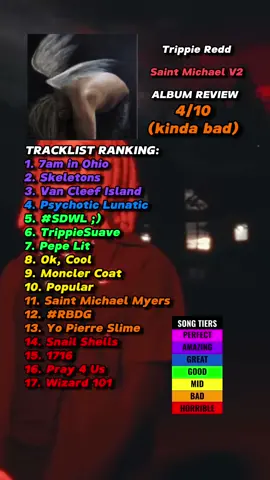 I have added like 7 out of the 60 songs trippie has dropped this year to my playlist  #saintmichaelv2 #trippieredd #newalbum #rapper #song #rating #review #fiscooemo #rap #hiphop #rnb #CapCut 