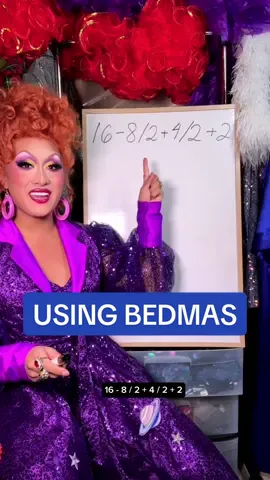 #stitch with @Mike lets try solving this problem together! PS, I know that BEDMAS is taught slightly differently around the world, like PEMDAS BIDMAS etc. How did you learn it? #math #bedmas #dragqueen 