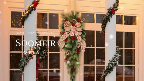 36 Inch Christmas Teardrop Swag, Christmas Holiday Swag Wreaths for Front Door with Lights (Not Pre-Lit), Natural Pine Cones, Red Berries, for Wall Window Fireplace Indoor&Outdoor Xmas Decoration#christmaswreath #swag #christmas #decoration #decor #wreathsfordoor 