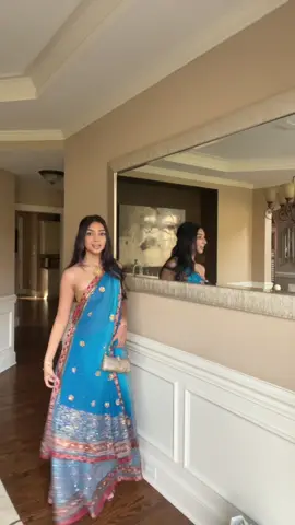 a little wedding fit, obsessed with the blue 💙 #grwm #indianwedding #lehenga #glowymakeup #southasian 
