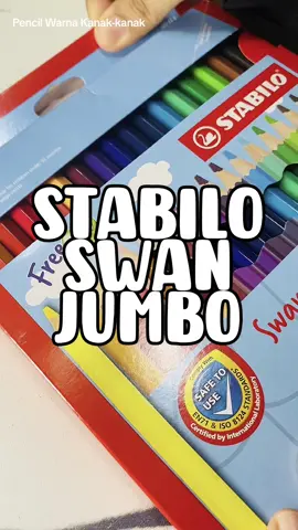 Warna dari @STABILO Asia ni memang tak payah di sembangkan lagi.. memang pekat dan soft..  Kalau ada anak-anak yg masih lagi strugle nak pegang pencil..boleh cuba Stabilo Swan Jumbo Kadang sebab tangan diorg kecik tak pandai nak betulkan cara pegang tu.. bila pakai color pencil size jumbo.. tgn diorg auto grib.. just betulkan sikit2.. cikgu2 kat tadika mostly akan recomend pakai pencil size jumbo..  #stabilo #stabiloswanjumbo #stabiloswan #pencilwarnastabilo #pencilwarnamurah 