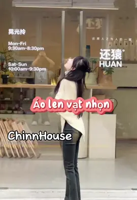 Áo len cổ cao thiết kế vạt chéo form rộng xinh xỉu #ChinnHouse #thoitrangnu #fashiontiktok #aolenxinh #aokieu 
