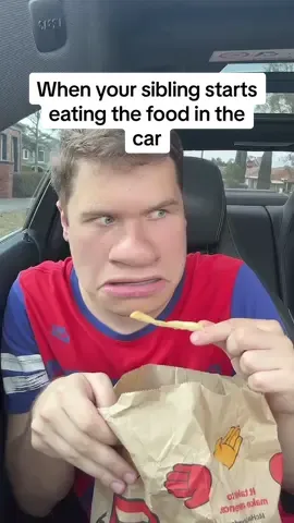 When your sibling starts eating the food in the car #fyp #foryou #food #Siblings #funny #mcdonalds 