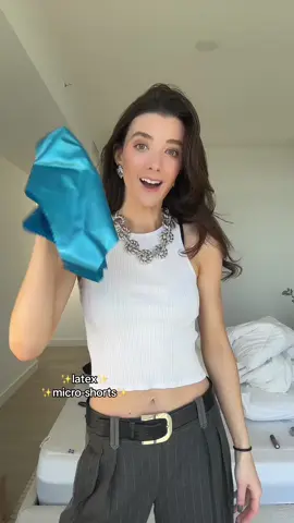should we try to style them?? 😂 im dying laughing at these shorts !!! #latexfashion #microshorts 