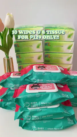 Affordable bundle for only 135 pesos (8 pcs Tissue + 10 wipes) #tissueandwipes  #10pcsbabywipes80sheets #wipes #8pcstissue  #facialtissue #affordable 