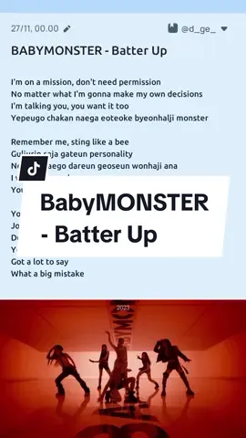 batter up - babymonster lyrics #ygfamily 