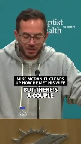 Mike McDaniel had to clear up how he met his wife 😂 [via @NFL on CBS] 