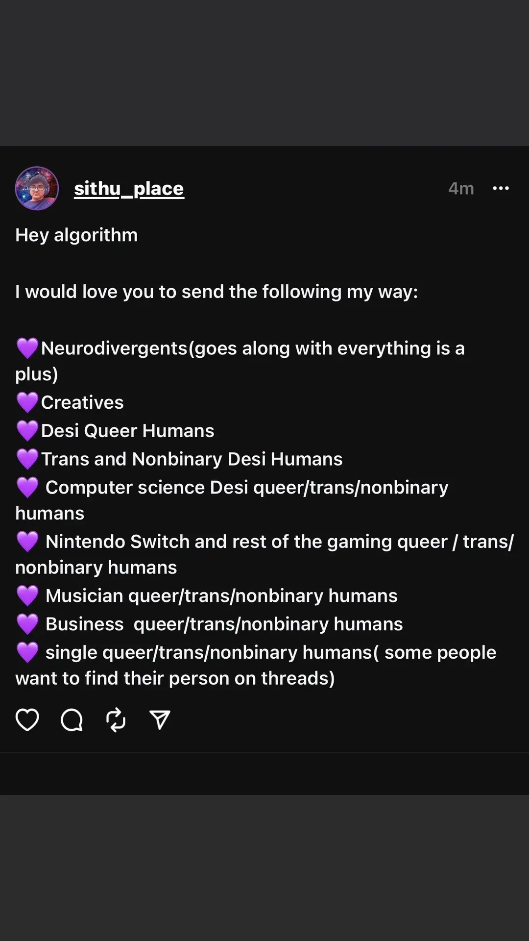 Let's see if this works on threads. Prove me wrong about the power of threads. #nonbinary #alphabetmafia #explorepage