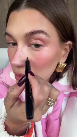Our favorite sugar plum fairy with her finishing touched. @Hailey Bieber used Berry Freckled Pen for this gorgeous winter-kissed look. Exclusively on beaubble.com. 🎀🤍 #haileybieber #frecklepen #sugarplumfairy 