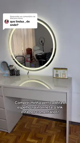Respondendo a @Maryane Alves as melhores compras da vida 🖤 #penteadeiracamarim #espelholed #decoracao #shoppee #madeiramadeira #maquiadora 