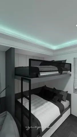 kamar gaming buat 2 orang sekaligus, berukuran 4,2 x 4,5 meter, dengan kasur tingkat, mabar makin lancar tiap harinya, semoga suka #bedroomdesign #bedroom #gaming 