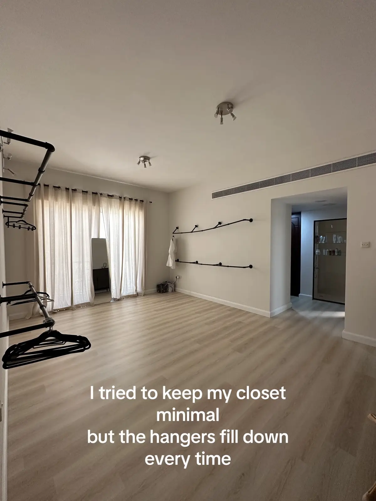 I have another room for shoes and bags so this is just clothes and makeup 🥰 so happy! #walkincloset 