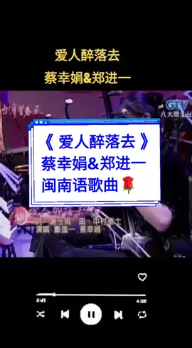 ＃爱人醉落去＃蔡幸娟&郑进一#闽南语歌曲 #好歌分享 #sgtiktok🇸🇬❤ 