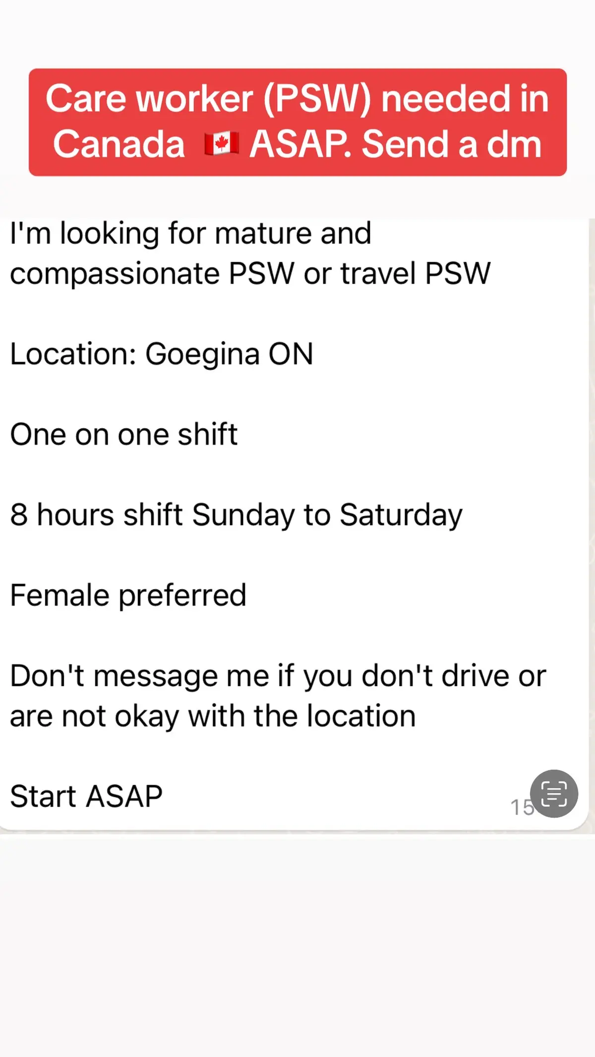 Care worker (PSW) needed in Canada ASAP. Send a dm. #jobsincanada #jobsincanada2023 #studentsincanada🇨🇦 #nigeriansincanada #nigeriansincanada🇳🇬🇨🇦 #africansincanada #fyp #viral #trending 