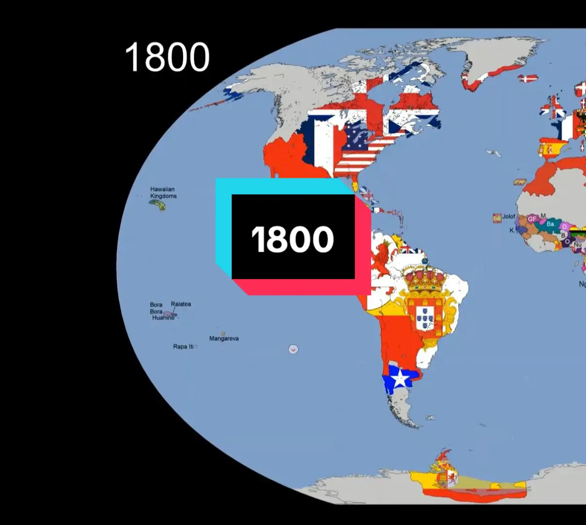 El mundo en 1800 #1800 #mapa #mapadelmundo #banderas #vexilología #flags #flagsoftheworld #historia #history #mapas #maps #timelapse #vexilology #imperioespañol #españa #imperiobritanico #uk #imperioruso #dinastiaqing #imperios 