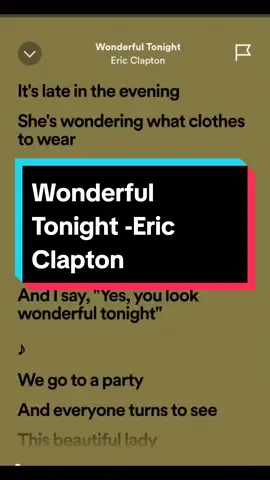 Wonderful Tonight #ericclapton #musiclyrics #songlyrics #marklyricss #trending #fypシ゚viral #spotify 