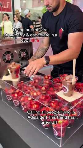 PSA: People living in Adelaide!! Strawberries covered in chocolate and served in a cup has finally arrived. We all know this trend that’s been circling around and it’s finally here!! 🍓🍫 How can I describe it? When it’s just literally strawberries and chocolate? Well, they use Mt. Barker strawberries and Callebaut milk chocolate. From that alone, I could tell that everything was of high quality because they use quality products.  This was at Harbour Town yesterday. I don’t know if they’re always there since, I know this is just a pop-up. Hopefully, they are. 😁 #adelaide #adelaideeats #australia #adelaidefood #adleaidefoodie #adelaidedesserts #strawberry #chocolate #strawberrychocolate #strawberrychocolatecup #musttry #fyp #foryou 