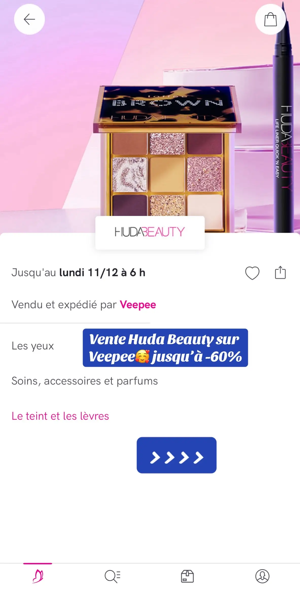 Sur l’appli #Veepee 🥰💓 Plus de #bonplan sur snap les filles : gachelise 💓 #makeup #haul #parfums #hudabeauty #promotions 