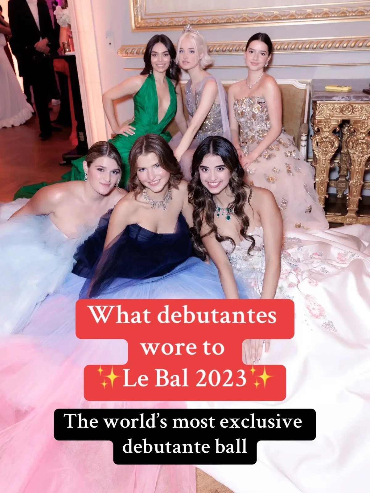 For more info on who are the debutantes, check out the other videos in my Le Bal playlist!   #lebal #lebal2023 #lebaldesdebutantes #debutanteball #debutante #highsociety #socialites #oldmoney #quietluxury #crazyrichasians #fyp #viral   #greenscreen #guopei #hautecouture #laracosimahenckelvondonnersmarck #laracosima #couturedress #europeanroyalty #aristocrat