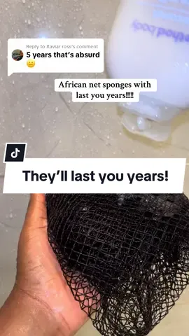 Replying to @Xaviar ross An african net sponge will last you so long!!! #bodycareroutine #tiltokshop #africanexfoliatingnet #femininehygienetiktok #showerroutinetiktok #africannetsponges2023 