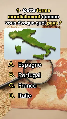 Testez vos connaissances géographiques. arriverez-vous à reconnaître ces pays à partir de leur forme. #geographie #quiz #apprendresurtiktok  #pays #question #test 