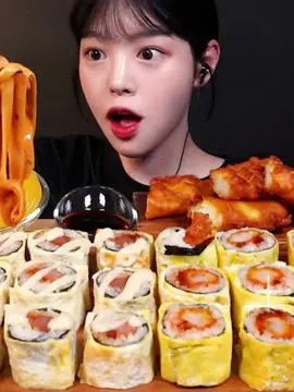 Spicy Carbonara Pasta Tteokbokki with Spam Egg Roll and Gimbap Mukbang!#eatwithboki  #bigbites  #mukbangkorea  #mukbangvideo  #fyp  #mukbang  #asmr  #bokieating  #koreafood  #eatwithboki  #boki  #bokimukbang  #trend  #fyp  #viralvideo  #eating