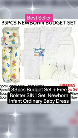 33pcs Budget Set + Free Bolster 3IN1 Set / Newborn Infant Ordinary Baby Dress