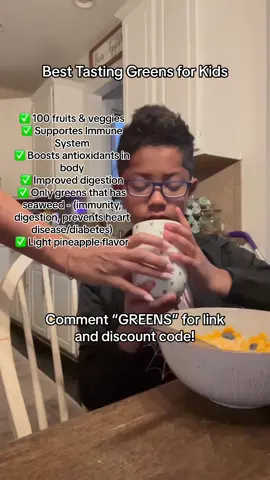 Best tasting greens for kids. We have tried everything and he is able to drink these! #greens #fluseason #kidapproved #kidgreens #kidimmunebooster #kidsoftiktok #kidimmunity #greenpowder #fyp #MomsofTikTok #coldseason #coldremedies #fluremedies 