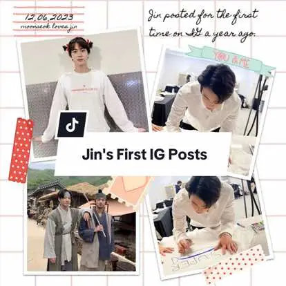 A year ago today, Jin marked the beginning of his IG journey with his first posts. Since then, it has evolved into a genuine mood booster, capturing precious moments that offer us a glimpse into Jin's life. I miss the frequent uploads and catching a glimpse of his handsome face in real time—I hope to see it again soon. KEEP STREAMING JIN'S DISCOGRAPHY ON ALL MUSIC PLATFORMS! 💕Follow @JIN on IG > https://instagram.com/jin?igshid=MzRlODBiNWFlZA== 💕Follow JIN on Spotify > https://spotify.link/HYz7LedBQDb    💕Subscribe Jin on Youtube > https://youtube.com/channel/UCkX4rp22PPv7V6PKXD7zZFg?si=yC3NVJRGPOrWA3mb  #방탄소년단진 #JIN  #진 #김석진 #방탄진 #kimseokjin #BTSJIN #wwhjin #TheAstronaut_Jin #silvervoicejin #actorjin #worldwidehandsome #perfectidoljin #journaling #btsjinjournal 