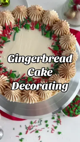 Let’s decorate this gingerbread cake. Simple but beautiful design with a pop of color from @Wilton Cakes holiday sprinkles tree sprinkle mix! #wiltoncakes #cakedecorating #christmascake #gift 