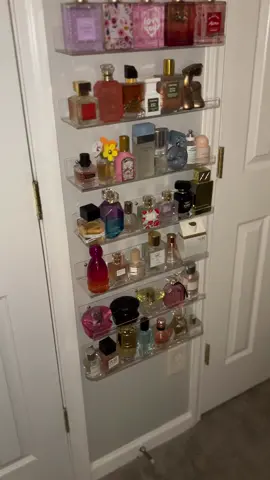 Late night project installing acrylic shelves for fragrances #DIY #homeowner #perfumetiktok 