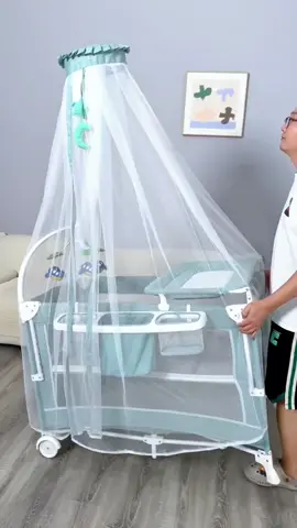 Nôi vải gấp gọn kèm màn chụp cho bé tiện đẹp quá bố mẹ ạ #nuoiconeasy #mevabe #reviewmevabe 