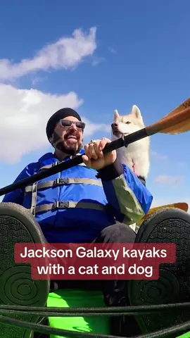 #JacksonGalaxy had a seasoned crew for his first time #kayaking...😹 #MyCatFromHell #catok