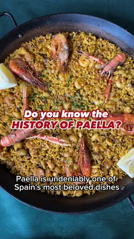 #Paella’s history goes back hundreds of years. 🇪🇸  This national dish wouldn’t exist without the Romans first bringing irrigation to #Spain, which enabled farming to become a lot easier. When the Moors later brought rice over, fields flourished with this crop. The Moors also brought over saffron which is another essential paella ingredient that gives it its yellow color. 🌾 Today, paella is made in every region of Spain, using just about any ingredient that goes well with rice. 🥘 Have you had paella before? What's your favorite kind of paella? ⬇️ #spanishcuisine #spanishfood #Foodie #FoodLover #foodtiktok #spaintiktok #valenciaspain #spaintravel 