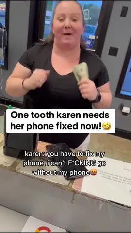 Karen was on a rampage😏😂 #karen #rampage #phone #broke #fix #now #please #debate #tooth #upset #rude #shop #bossman #fyp #foryou #imjustcontent27 #cash #dollar #usa #america 
