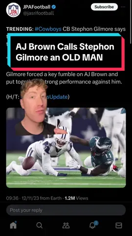 He may be “old” but he’s still a top corner in this league #nfl #dallascowboys #stephongilmore #ajbrown #greenscreen 