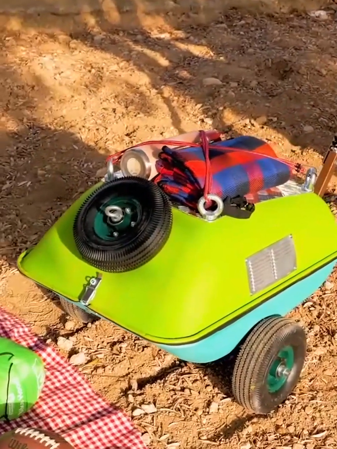 Multipurpose camping trolley made from construction cart 🏕️ So crafty! #campinggear #campingideas #reycling #recycleplastic