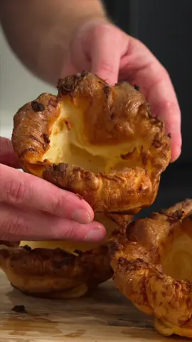 Foolproof Yorkshire Puddings  Ingredients -  2 1/2 tsp (15ml) - Vegetable Oil, Duck or Goose Fat or Beef Tallow (Per Mould) 60g (2.1oz) - Plain (All Purpose) Flour  3 - Whole Eggs  150ml - Skim Milk  Seasoning To Taste  Method -  1. Preheat oven to 240.c - 460.f. Add the fat to a muffin tray and preheat in the oven for 10 minutes or until smoking hot.  2. Whisk the eggs and milk in a bowl until combined. Add in the flour and seasoning to taste and whisk until smooth. The batter can be used immediately; store it in the fridge covered overnight for best results.  3. Carefully remove the hot fat muffin tray or trays from the oven and pour enough batter to fill each muffin hole by half.  4. Place back into the oven and bake for 16-18 minutes or until golden and puffed. Carefully remove from the oven and allow to rest or serve straight away. Serve with gravy. Dig in.  #christmas #recipes #christmasfood #christmasdinner #christmasrecipes #yorkshirepudding