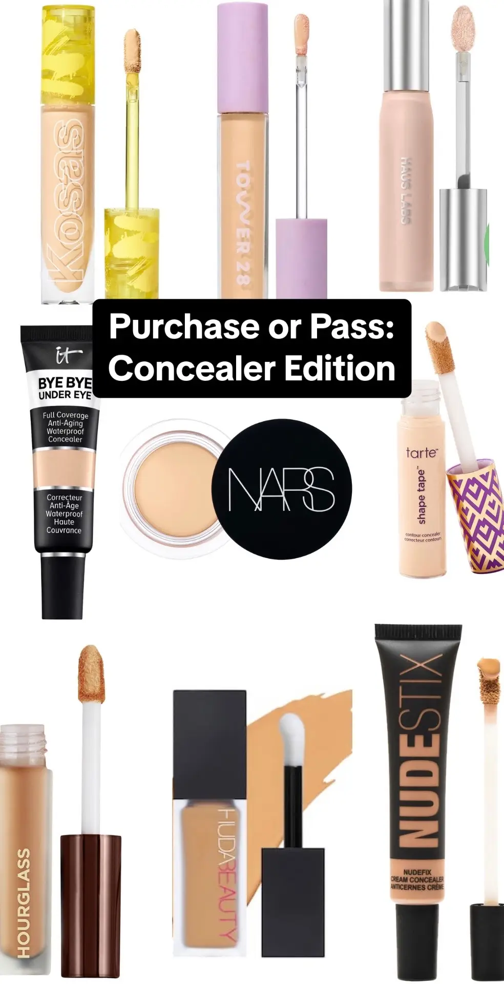 One of my all time faves at the end. Ive tried over 100 concealers, so I have a good idea of what I like and what I dont like. #concealer #concealerreview #purchaseorpass #makeupproducts #productrecommendations 