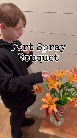 Fart Spray Bouquet 🤣 #viral #viralvideo #funny #funnyvideos #alaskaelevated #prank #grayden #mom #fartspray #bouquet #hack 