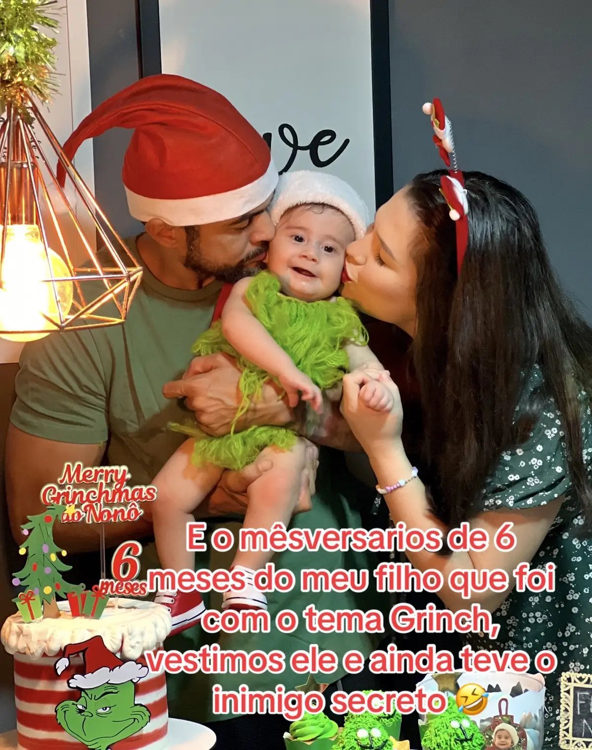 É tao bom poder viver tudo isso com voce meu filho, meu tão esperado Noah 💚🥰 #mesversario #grinch #mesversariomenino #mesversariodogrinch #natal  #natal2023 