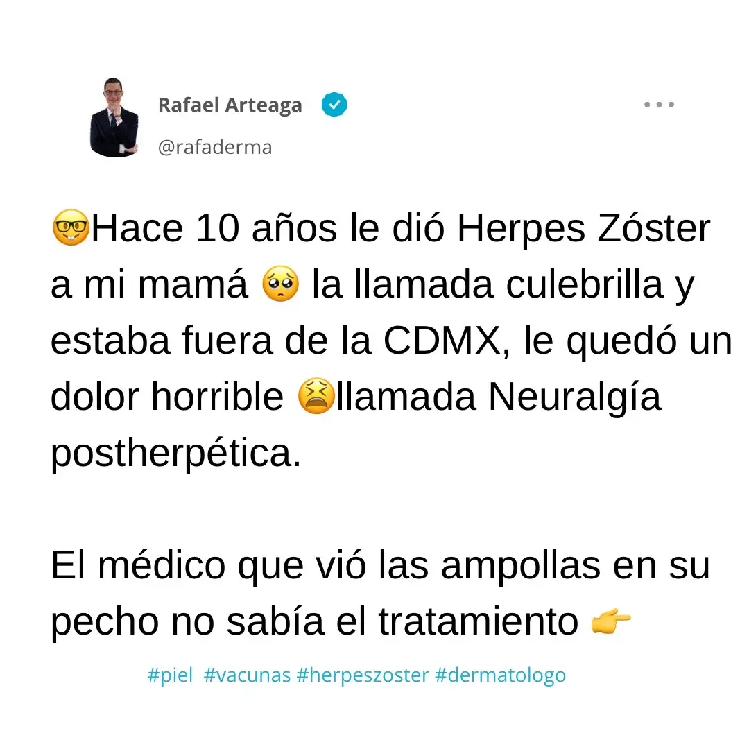 #herpeszoster #varicelazoster #vacunaherpeszóster #rafaderma #neuralgiapostherpetica 