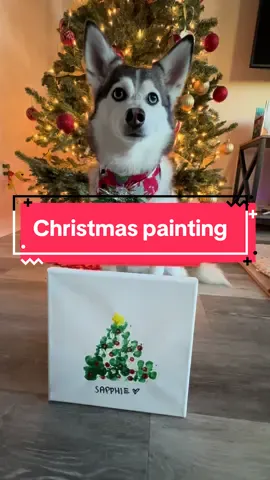 Come make a Christmas painting with me ❤️🐶 #christmas #christmastree #dogs #christmasdog #paintingwithdog #fyp 