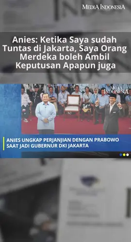 Capres Anies Baswedan mengungkap perjanjiannya dengan capres Prabowo Subianto pada 2018. Saat itu, Anies baru saja menduduki kursi Gubernur DKI. Anies menyebut Prabowo sempat menawarkan menjadi pendampingnya cawapres untuk Pilpres 2019. Namun, tawaran itu ia mentahkan. 